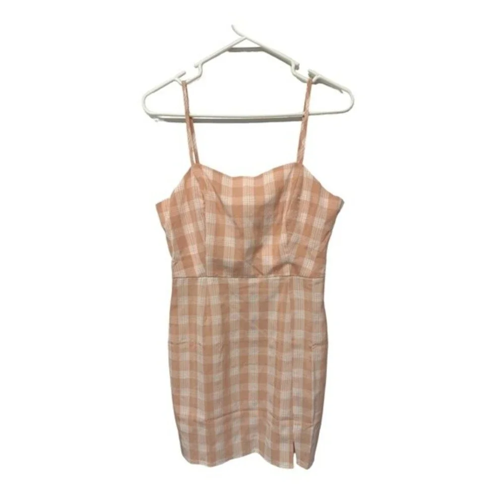 NWOT BP | Coral White‎ Gingham Plaid Mini Dress